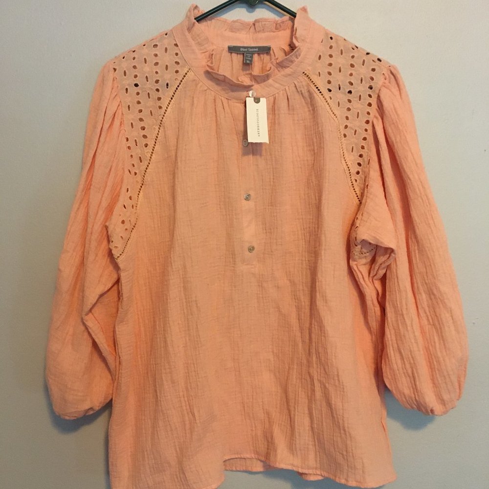 NWT Anthropologie Peach Peasant Blouse XL